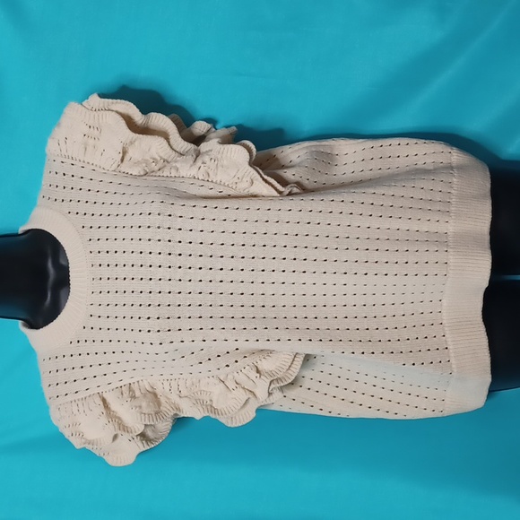 Who What Wear Sweaters - WHO WHAT WEAR  Beige Knitted Ruffle Sweater. Size XL